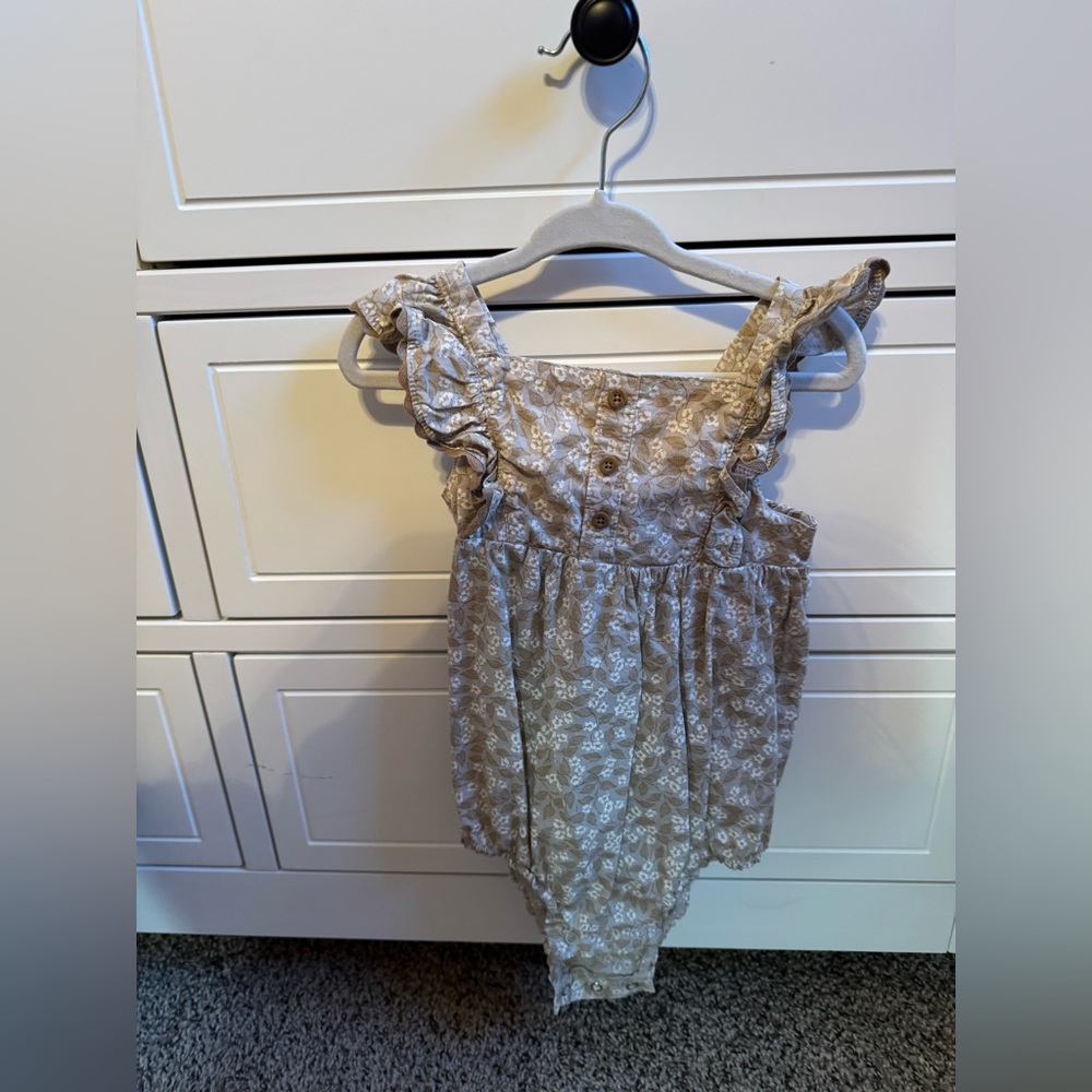 Carters floral & lace button romper onesie